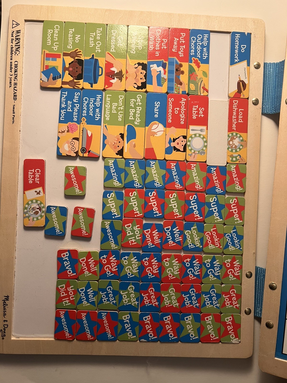 Melissa & Doug Responsibility hang magnet Chart Wood Board Learn aid -Preowned