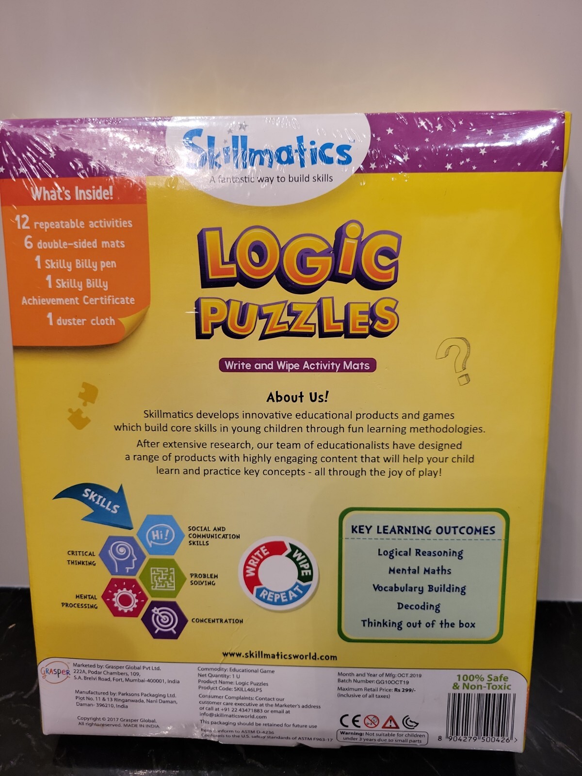 Skillmatics Logic Puzzles write and Wipe Activity Mats, Ages 6-99 Years NEW