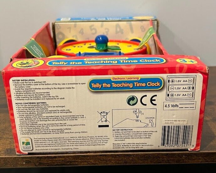The Learning Journey Telly The Teaching Time Clock Blue/Yellow 2015 NIB