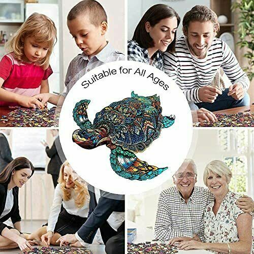 Wooden Jigsaw Puzzles for Adults Kids Unique Resolute Turtle 15 * 13in; 301 Pcs