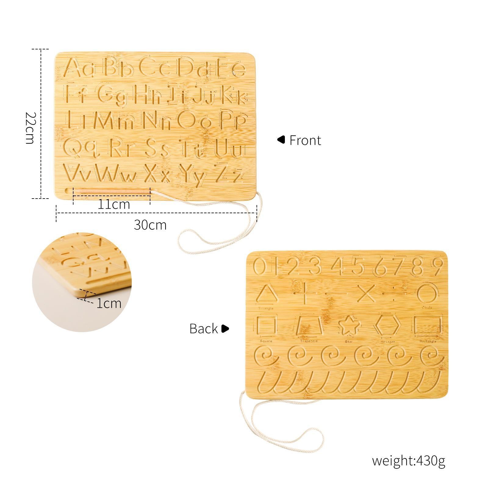 Letter Practicing Board Wooden with Pen Children Double Sided Exercise Board