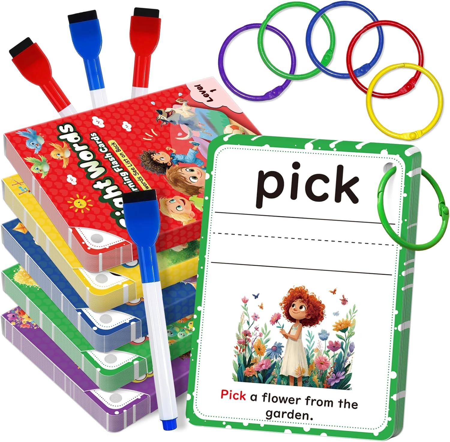 Sight Words Flash Cards Kindergarten, Flash Cards for Kids Ages 4-8, 250 Dolch S