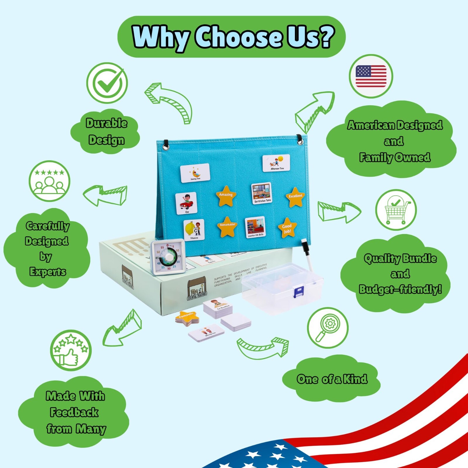 Visual Schedule for Kids with Visual Timer | Reward Chore Chart for Kids Autism