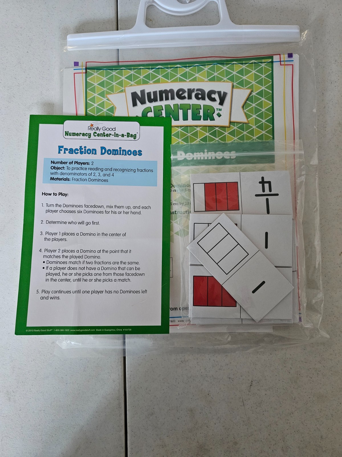 Really Good Stuff Numeracy Center-in-a-Bag – Fraction Dominoes – Complete Set