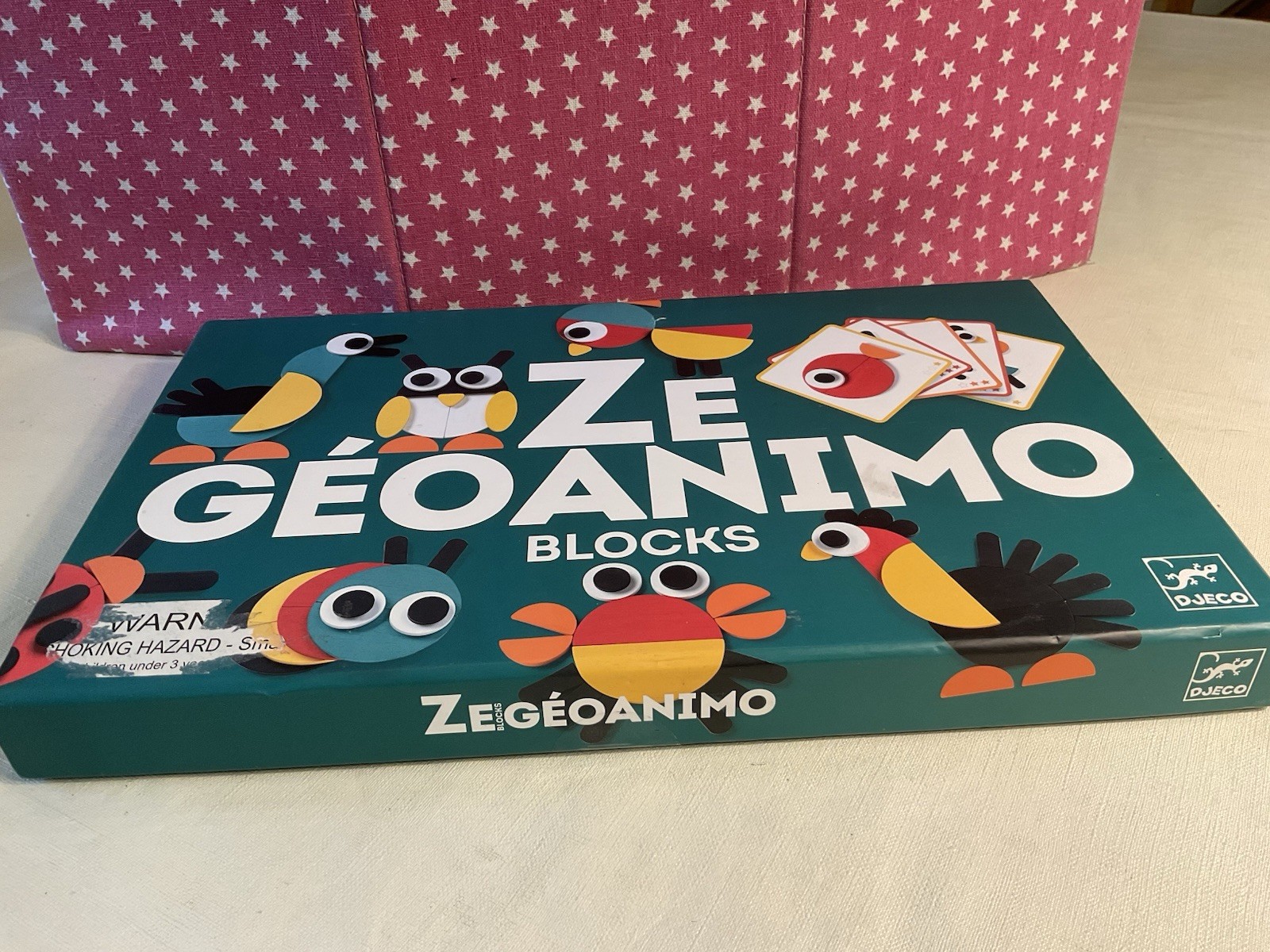 DJECO ZEGEOANIMO WOOD BLOCKS, PATTERN CARDS, DESIGNED FRANCE, STEM, EDUCATIONAL