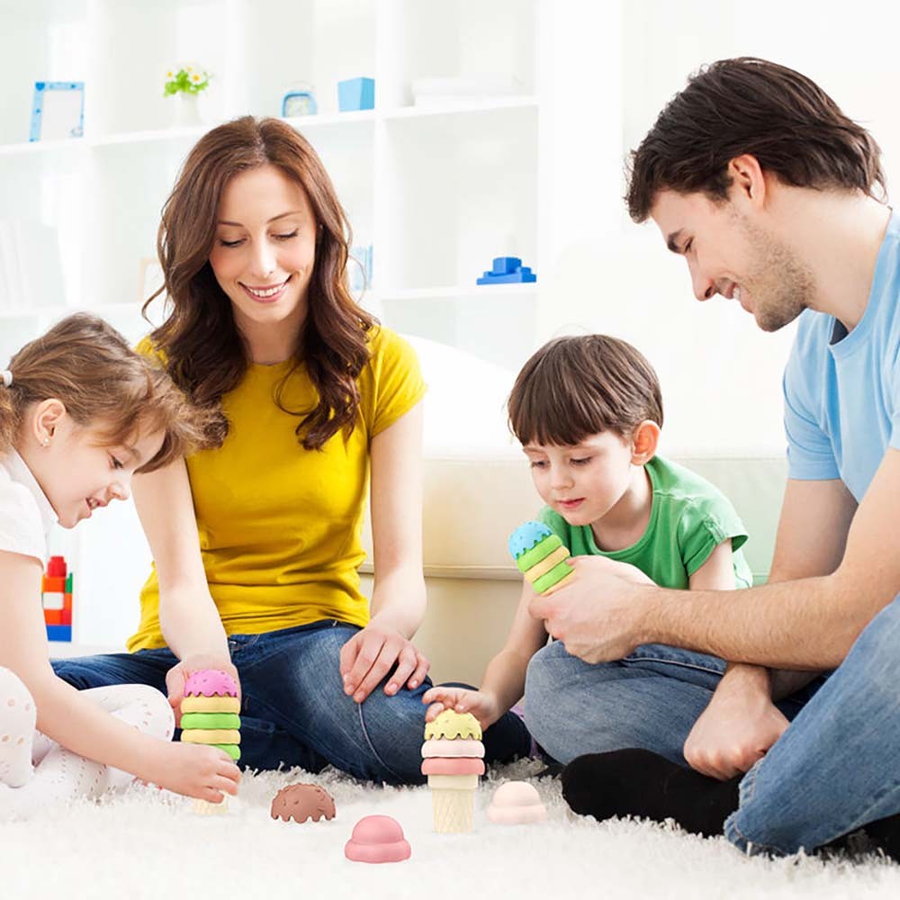 Playful Ice Cream Stacking Puzzle Toy Sturdy Non-Collapsing Fit Kids Indoor Play