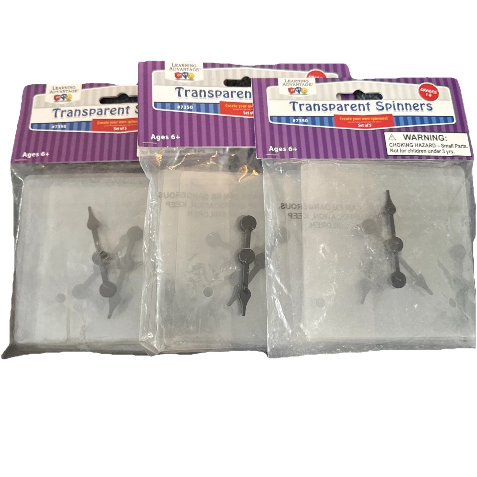 Transparent Spinners 5 Pack Educational Classroom Learning Games Teacher Tools