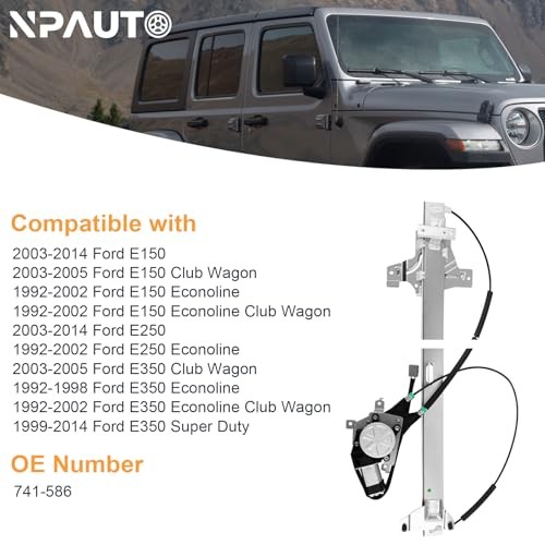 Front Driver Side Power Window Regulator with Motor for 2003-14 Ford E150 E250,