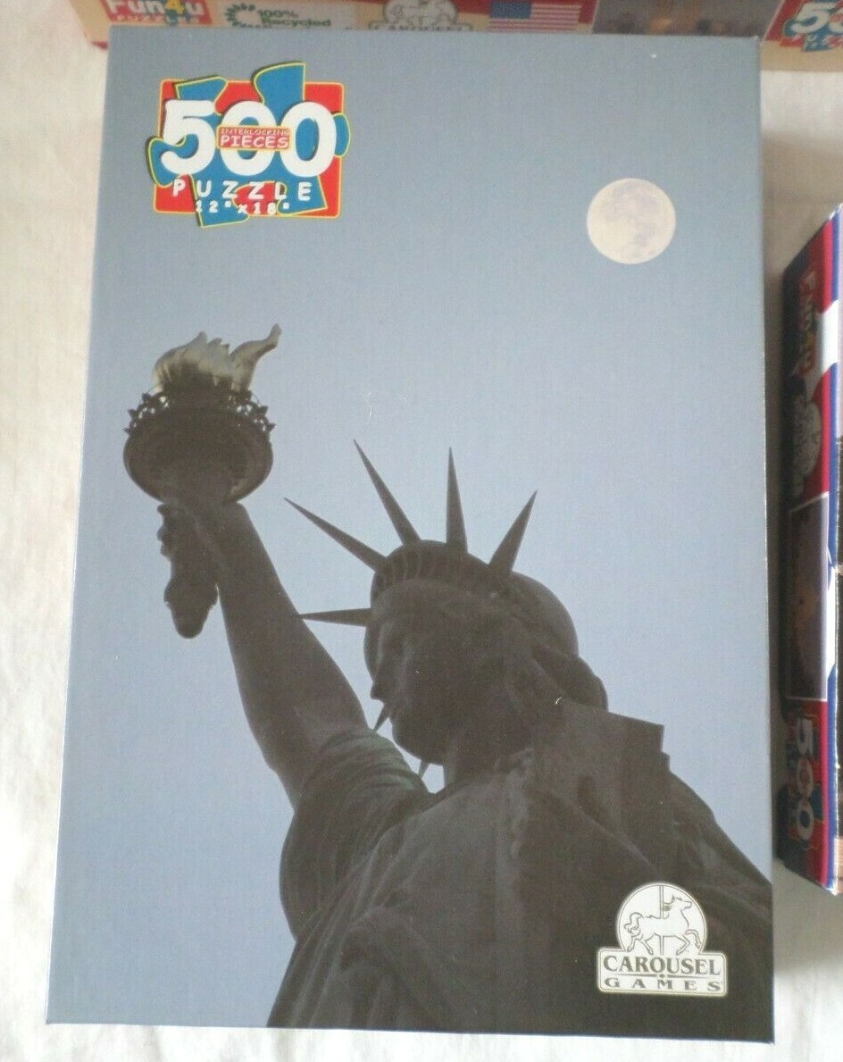 Vtg NEW Puzzles 500 pc U.S. Landmark Statue Liberty Lincoln Memorial Capitol Blg