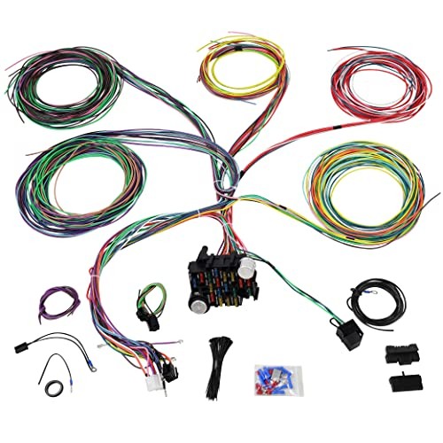 Universal 21 Circuit Wiring Harness Kit with 17 Fuses | Extra Long Wires,