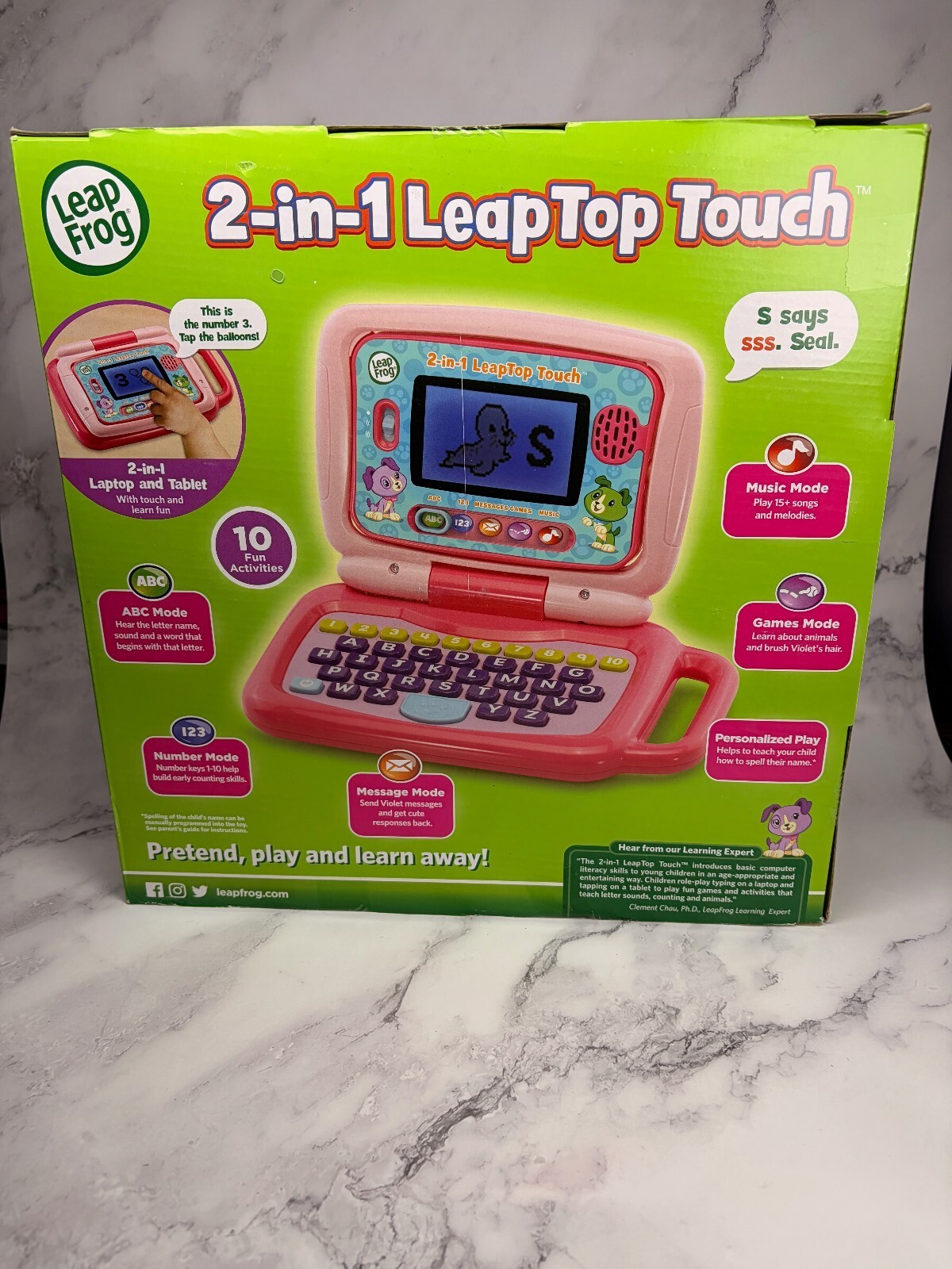 LeapFrog 2-in-1 LeapTop Touch Pink Learning Laptop Tablet Toy NEW Damaged Box