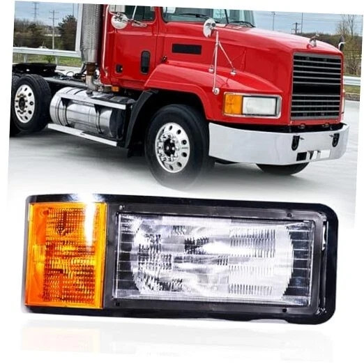 Right Replacement Headlamp with turn Signal Bulb Compatible Mack