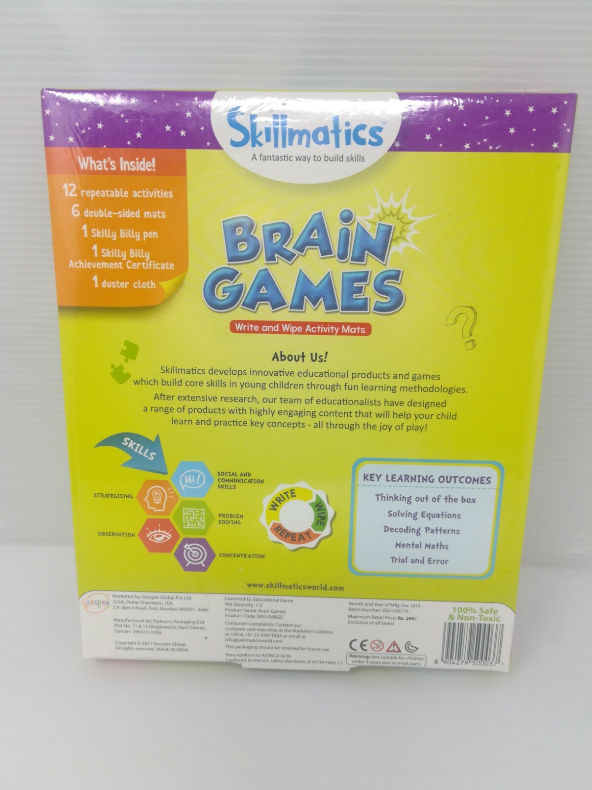 Skillmatics Educational Game: Brain Games 6-99 Years Erasable and Reusable New