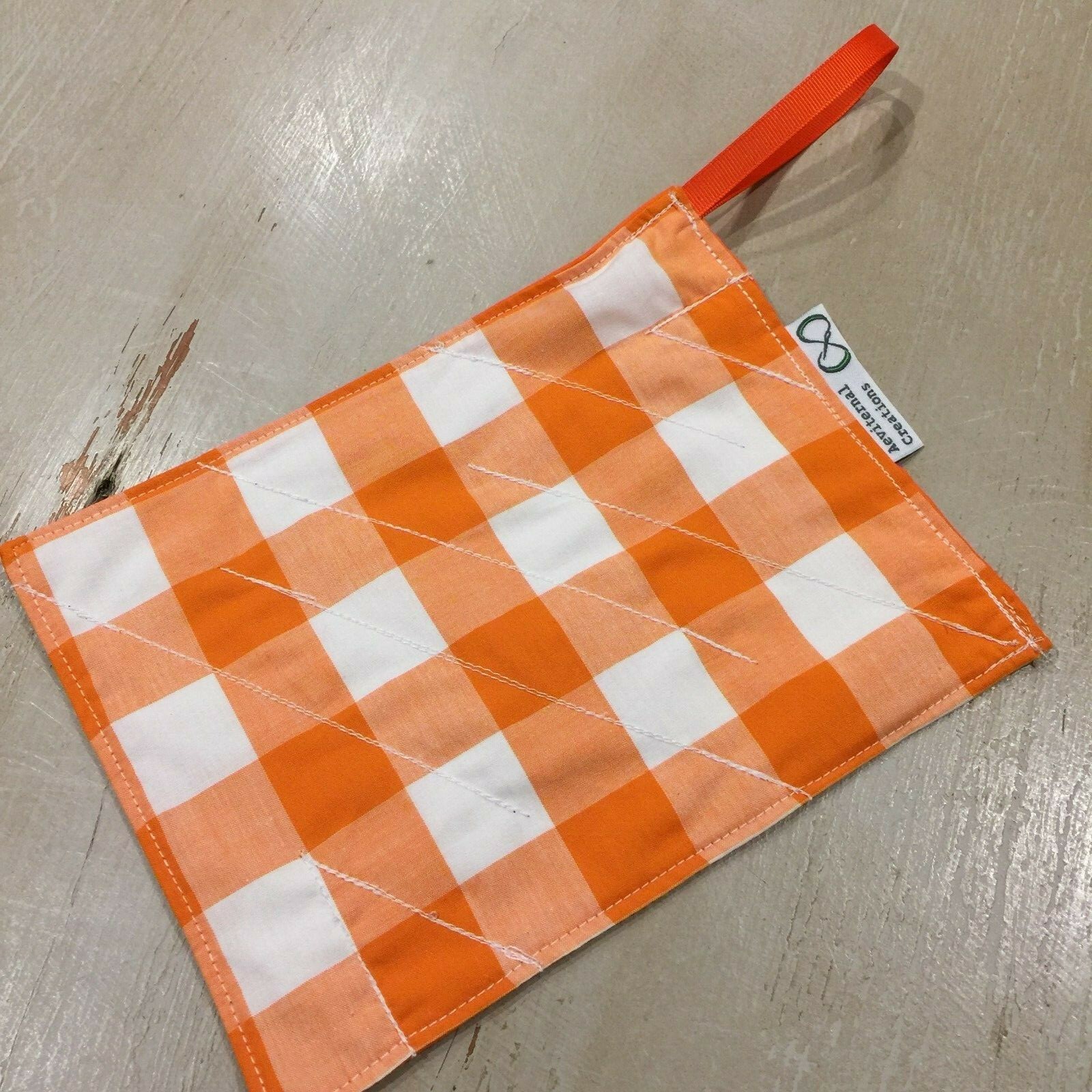 Marble Maze, Fabric, Puzzle, Sensory Learning Aid, Tactile, ADHD, Orange Gingham