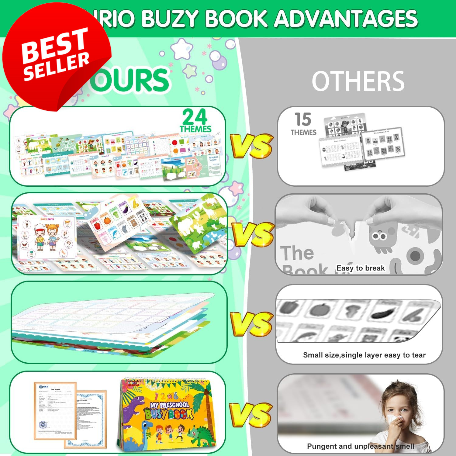 Montessori Busy Book 24 Themes Preschool Learning Activities Toddlers 3-5 – US