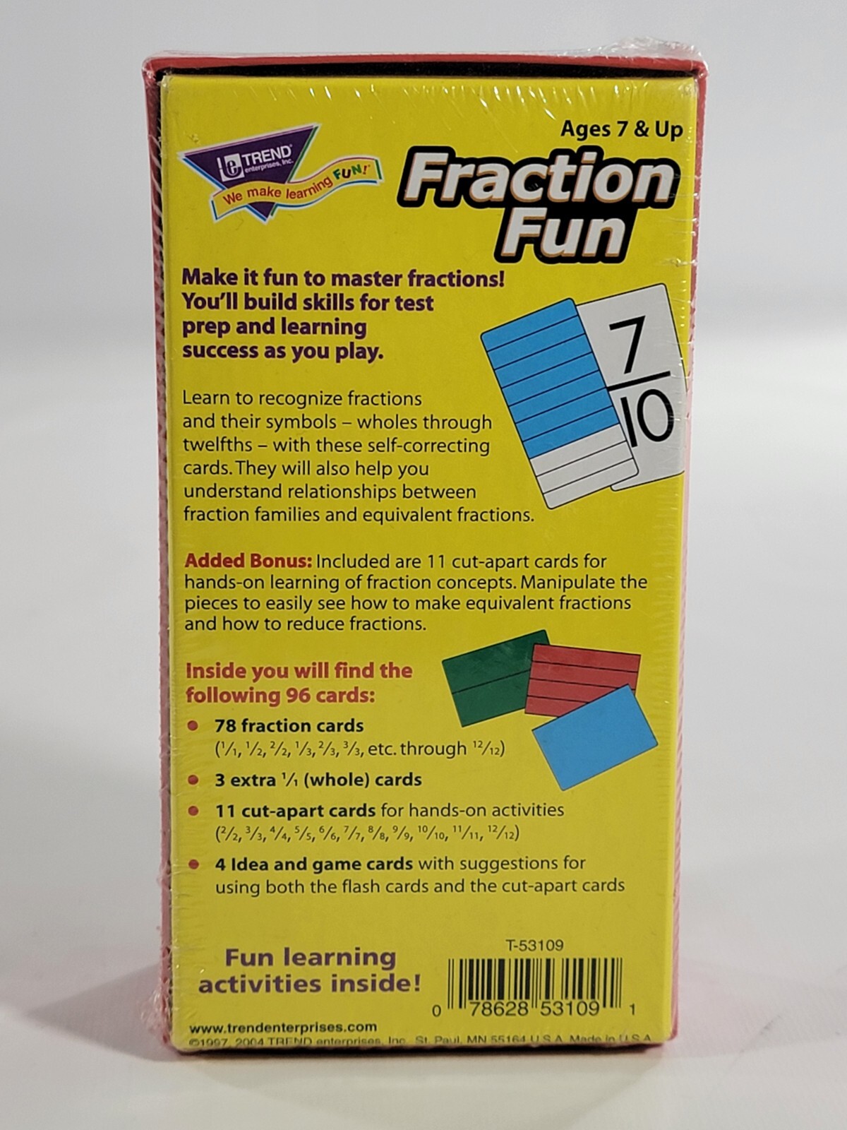 Trend Enterprises Trend Fraction Fun Flash Card Mathmatics Math School Learn New