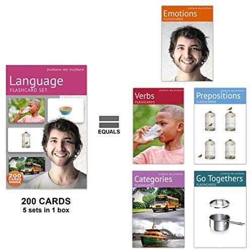 Language Flash Card Set – 200 Scratch-Resistant Cards for Speech Therapy, ESL, A