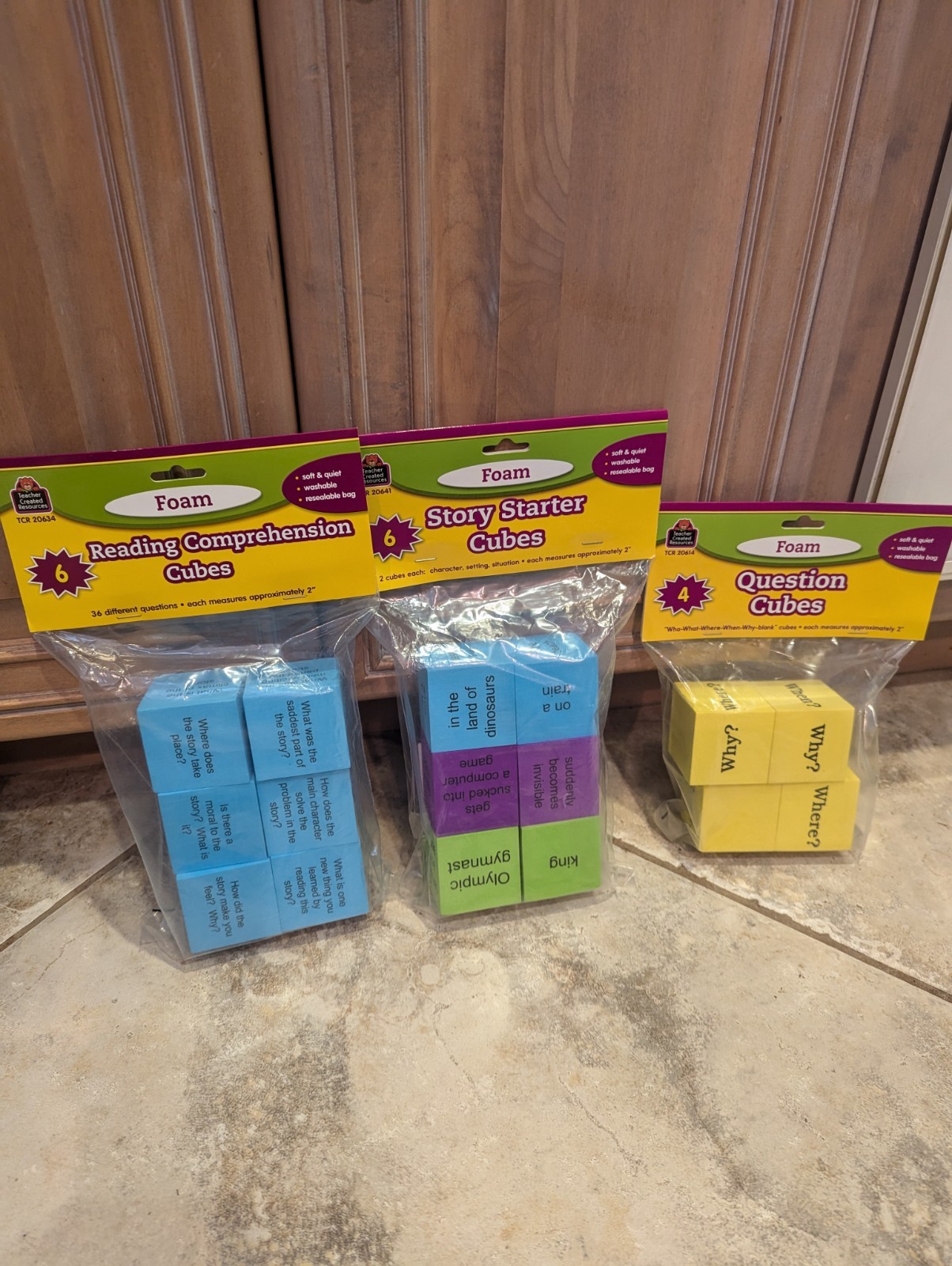 Teacher Created Resources Classroom Reading/Story Starter Foam Cubes 3 pack