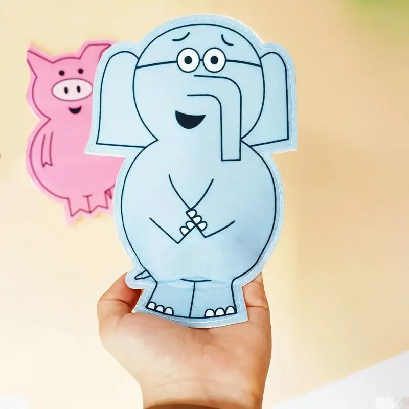 Piggie and Elephant Felt Puppets Story Set Educational Flannel Board Toy