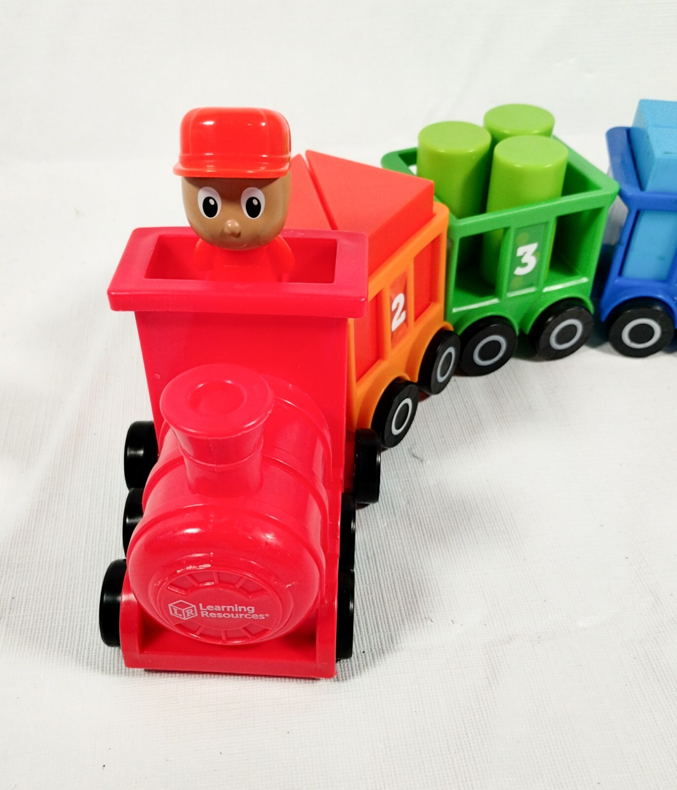 Learning Resources Toy Train Set Plastic Blocks Colors Numbers 5 Cars Trains Guy