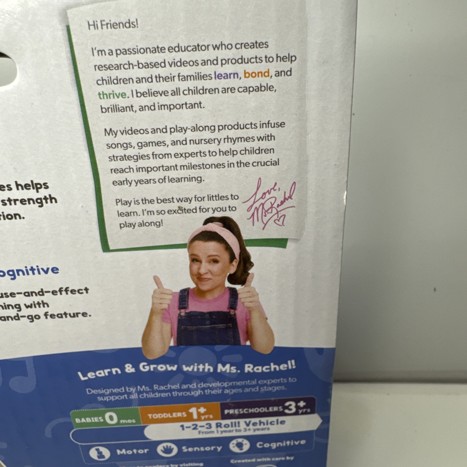Ms. Rachel 1-2-3 Roll! Vehicle with Click-in Figure Pull Back &Go Learn & Grow