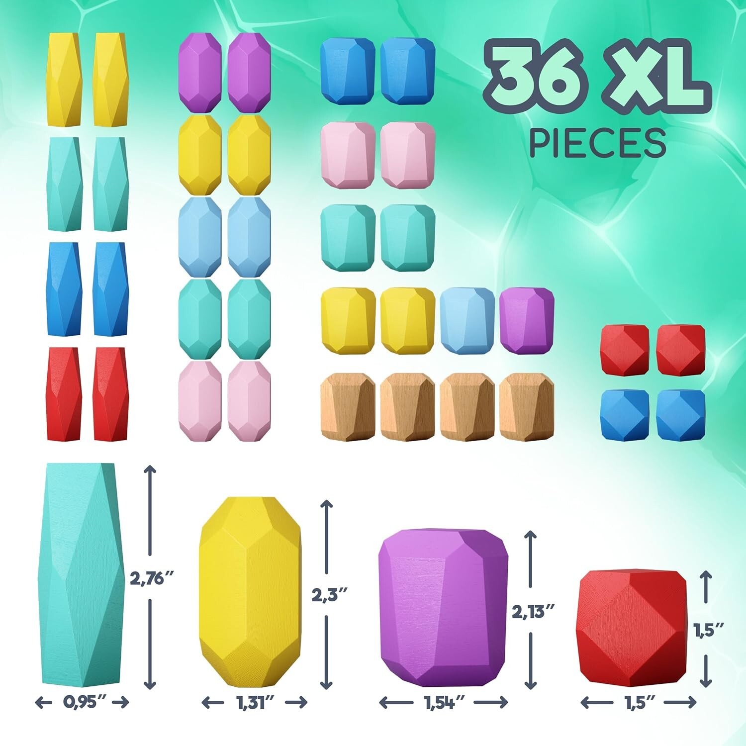Wooden Stacking Blocks – Montessori Toys for 1 2 3 4 5 6 Year Old Toddlers -SH2