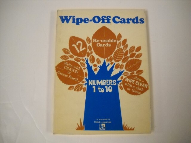 Vintage Wipe-Off Cards Numbers 1-10 Set Of 12 Plastic Coated Trend 1972 Rare!