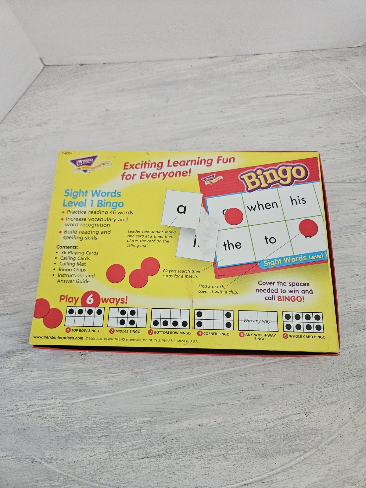 Sight Words BINGO Game for Kindergarten Learn to Read Card Game up to 36 players