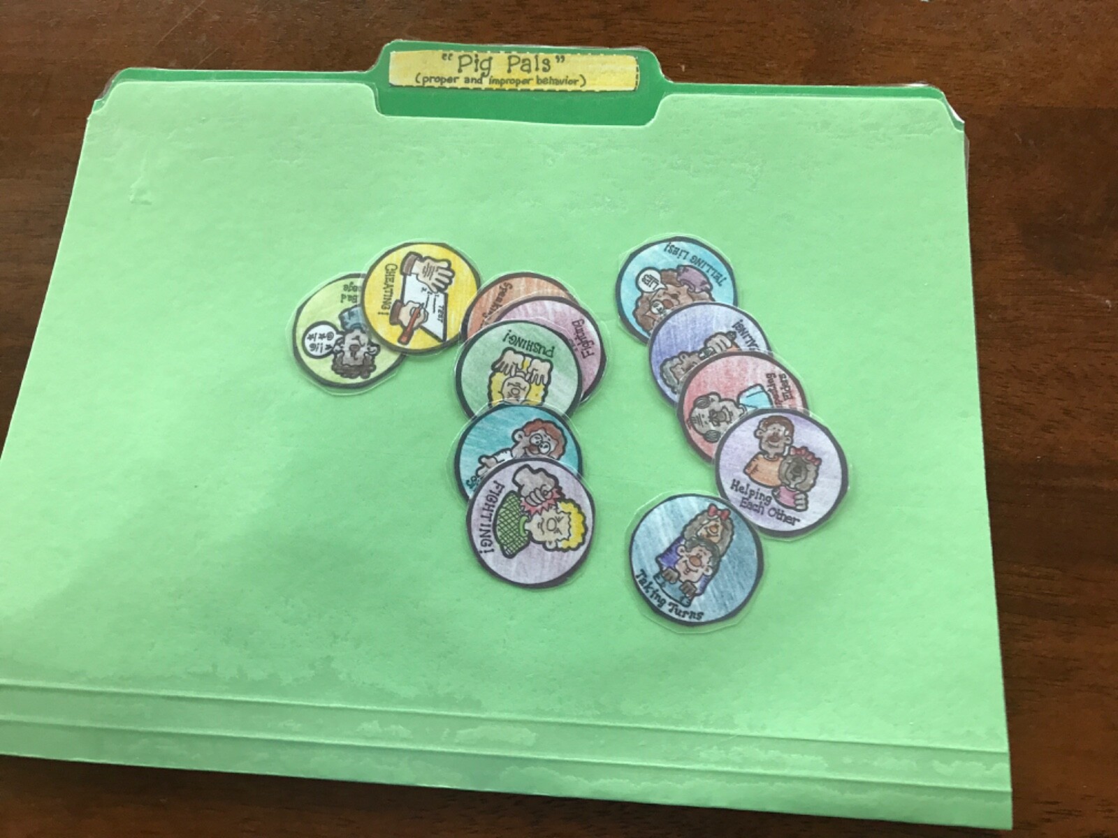 Pig Pals! Behaviors proper improper Social Studies grades k-4 file folder game