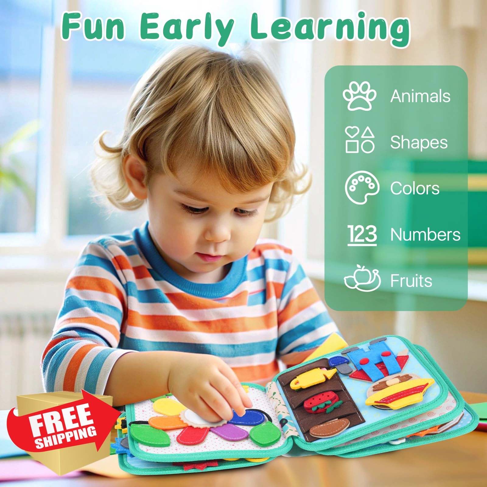 Cobelae Busy Book Toddlers 1-3 Farm Felt