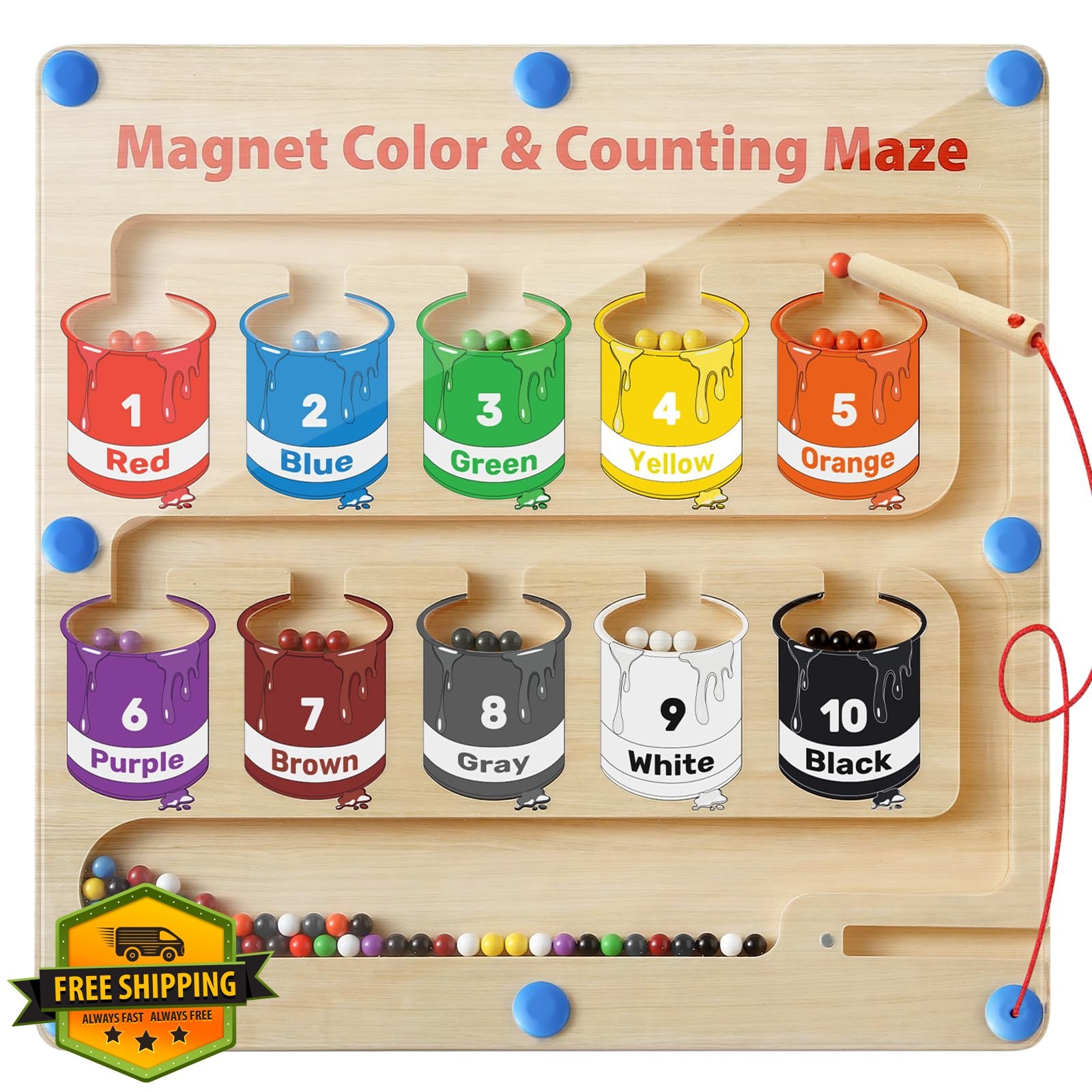 Letapapa Magnetic Color Number Maze Board