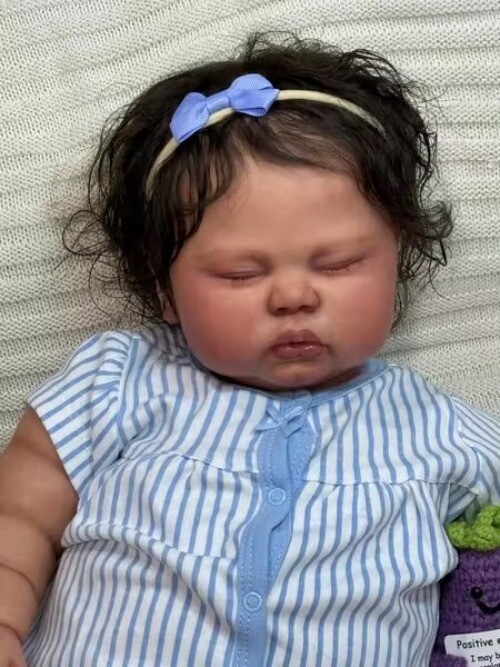 25inch Customized Pickle Reborn Dolls Baby Dark Skin Doll With Hand-Rooted Hair