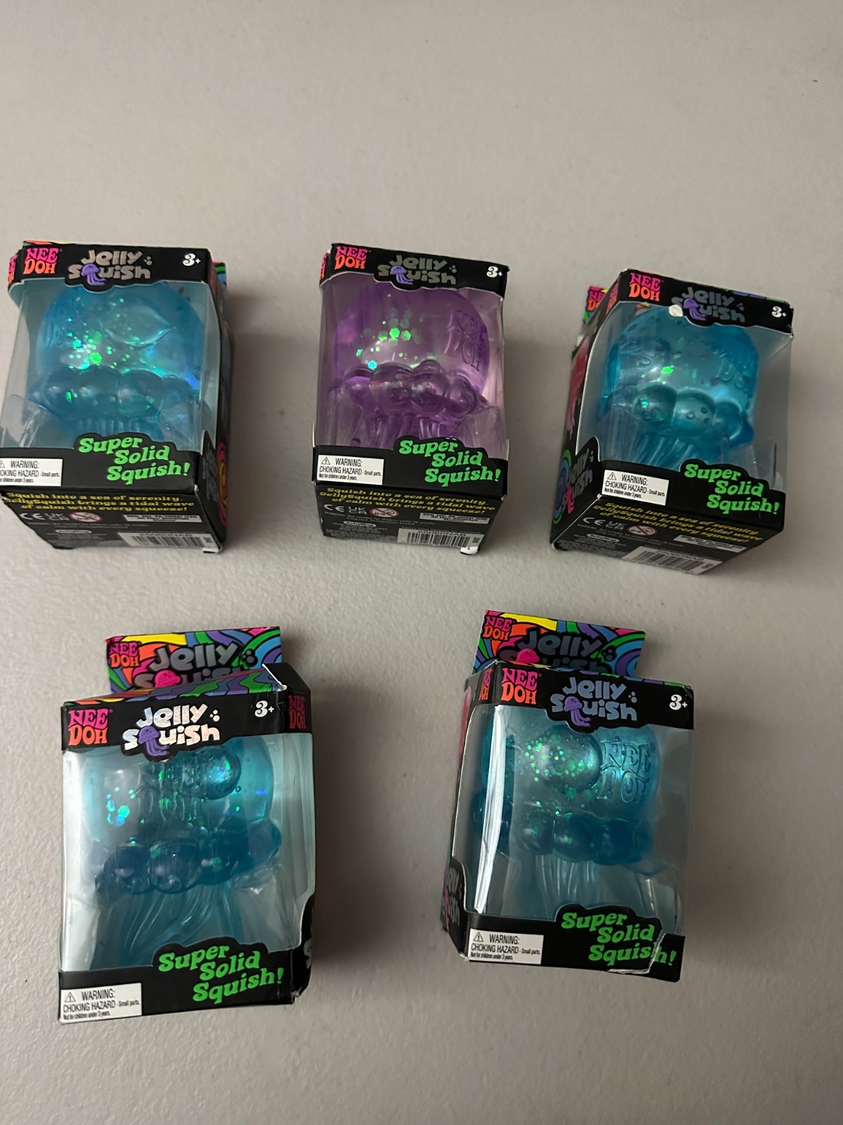 Lot of 5 – Schylling NeeDoh Jelly Squish Blue Purple – Jellyfish