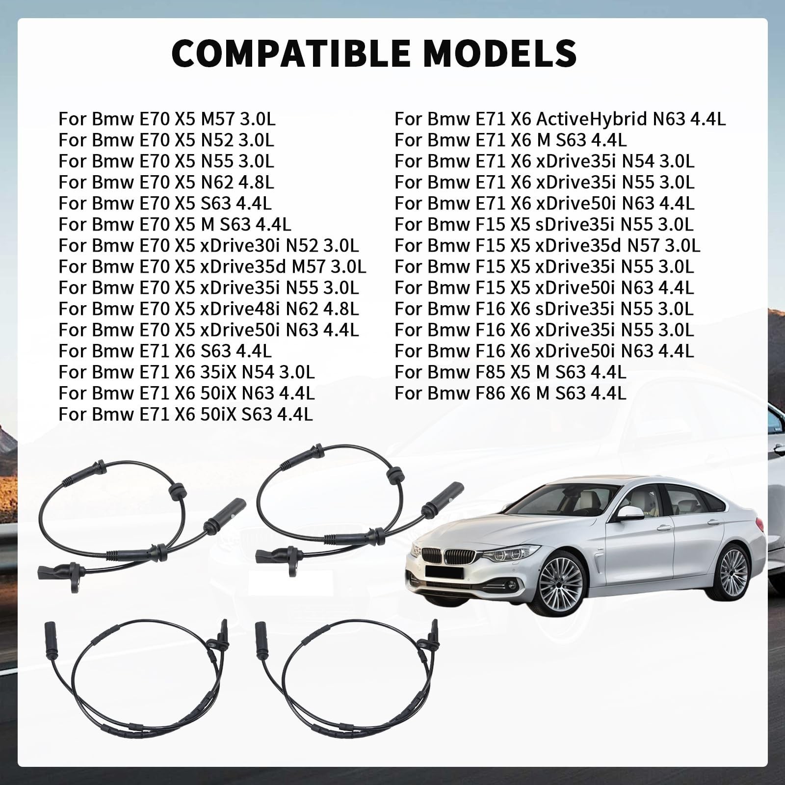 4 PCS Front and Rear L&R ABS Speed Sensor for BMW 2011-2021 M135 118i 220i 32…