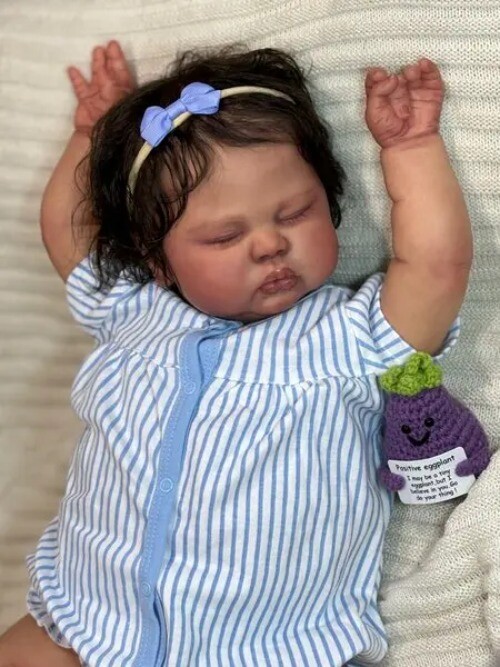 25inch Customized Pickle Reborn Dolls Baby Dark Skin Doll With Hand-Rooted Hair
