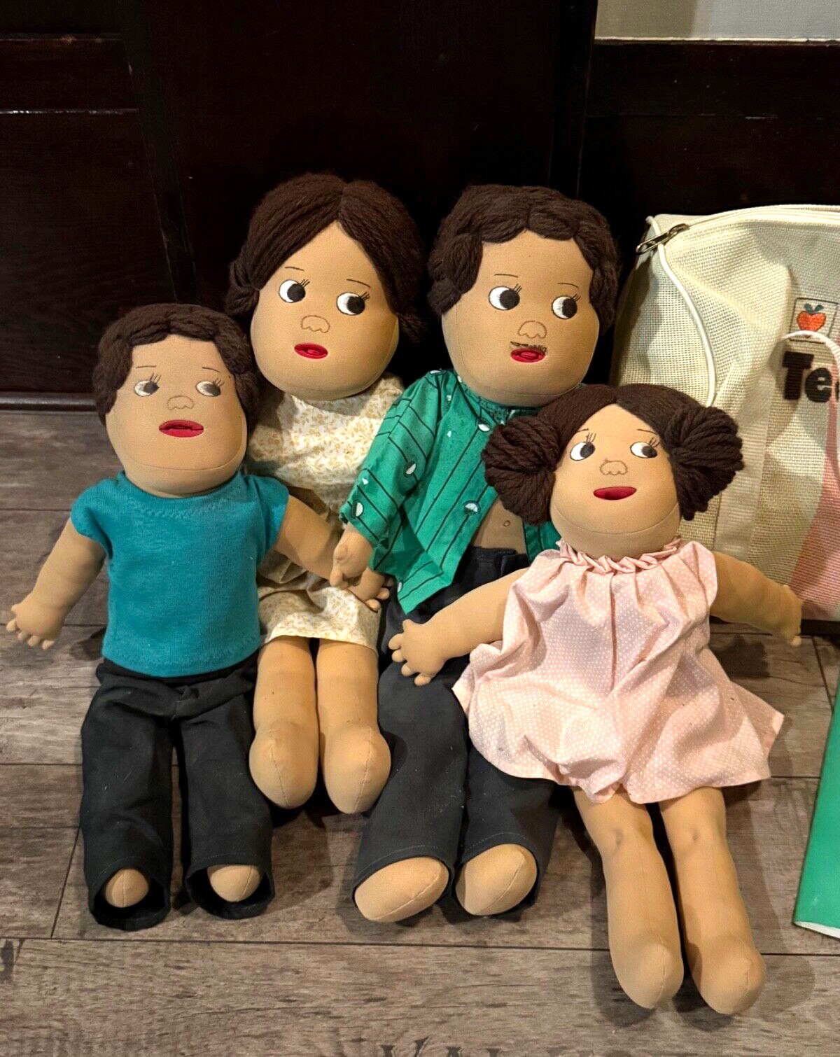 Original 80’s June Harnest Family Dolls Educational Teach A Bodies Booklet & Bag