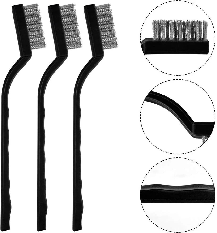 15 Pcs Mini Stainless Steel Wire Brush Set for Cleaning Welding Slag Rust, Wire