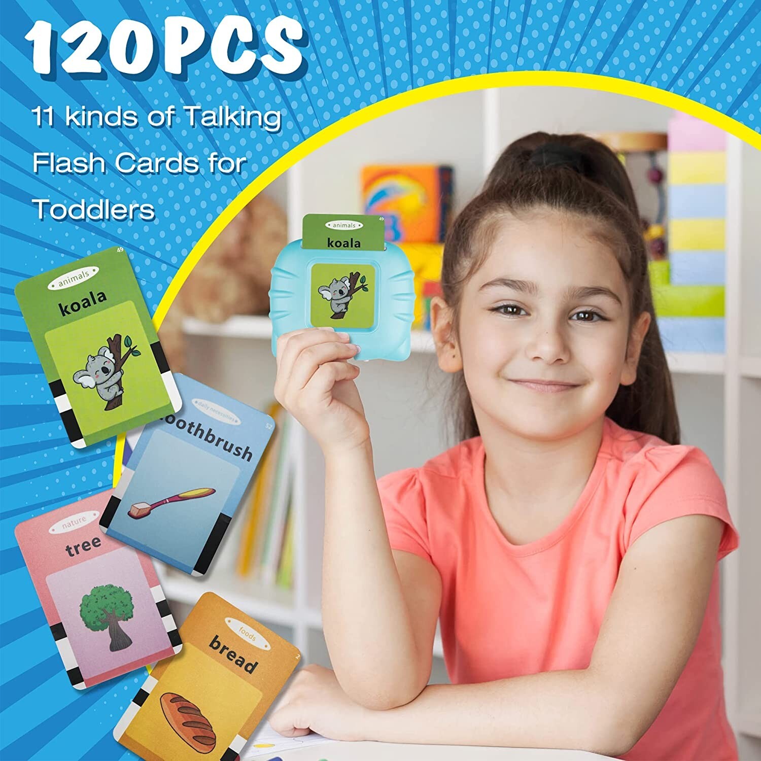 Toddler Toys Talking Flash Cards 224 Sight Words Pocket Speech for Toddlers Blue