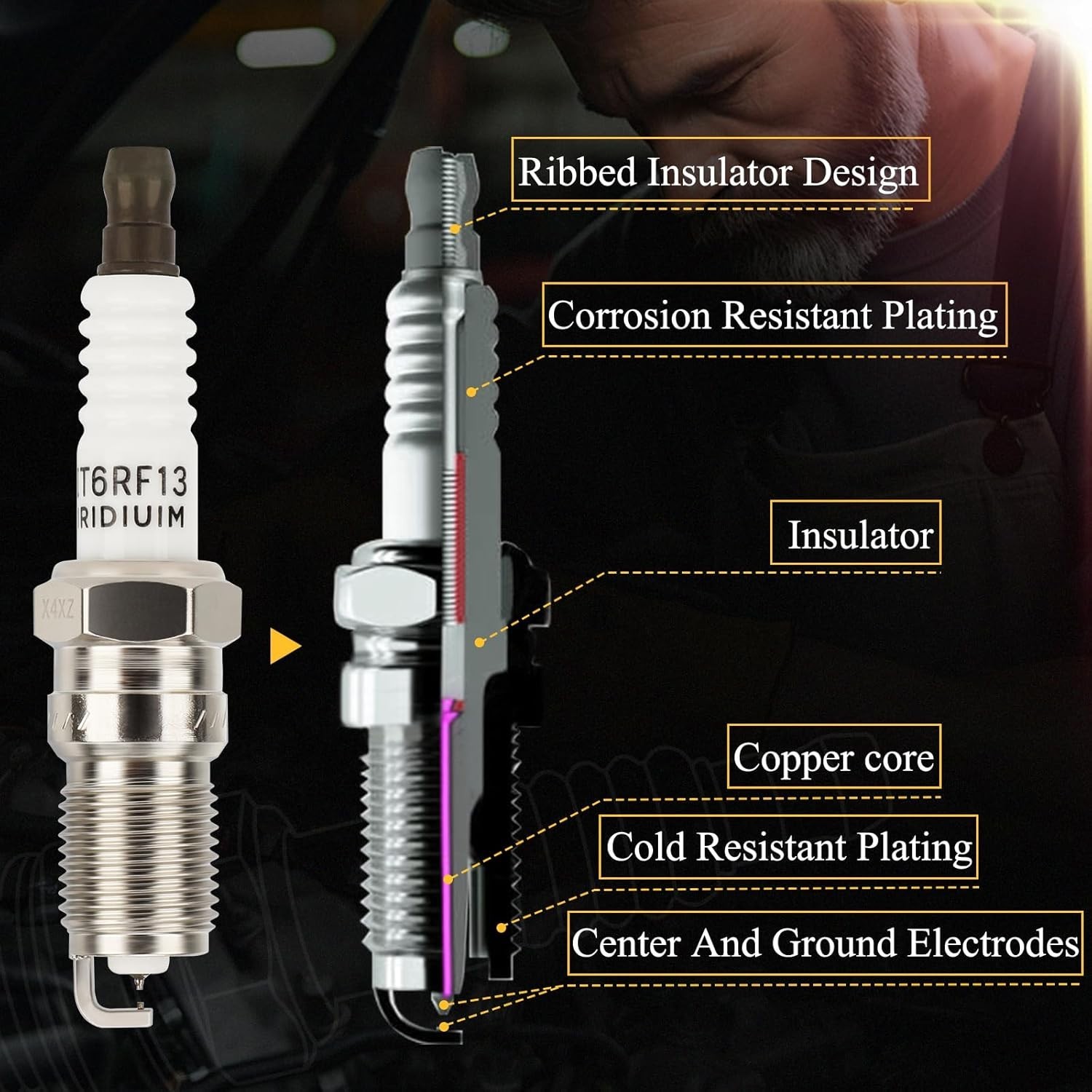 SP493 Double Iridium Spark Plugs Fit for Ford F150 F250 F350 E150 E250 E350 E450