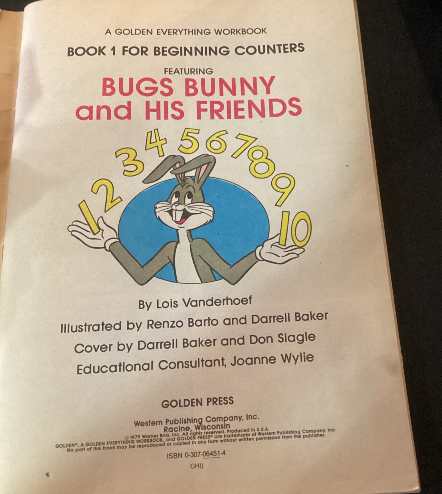 VINTAGE 1979 A Golden Everything Workbook Featuring Bugs Bunny, Book #1