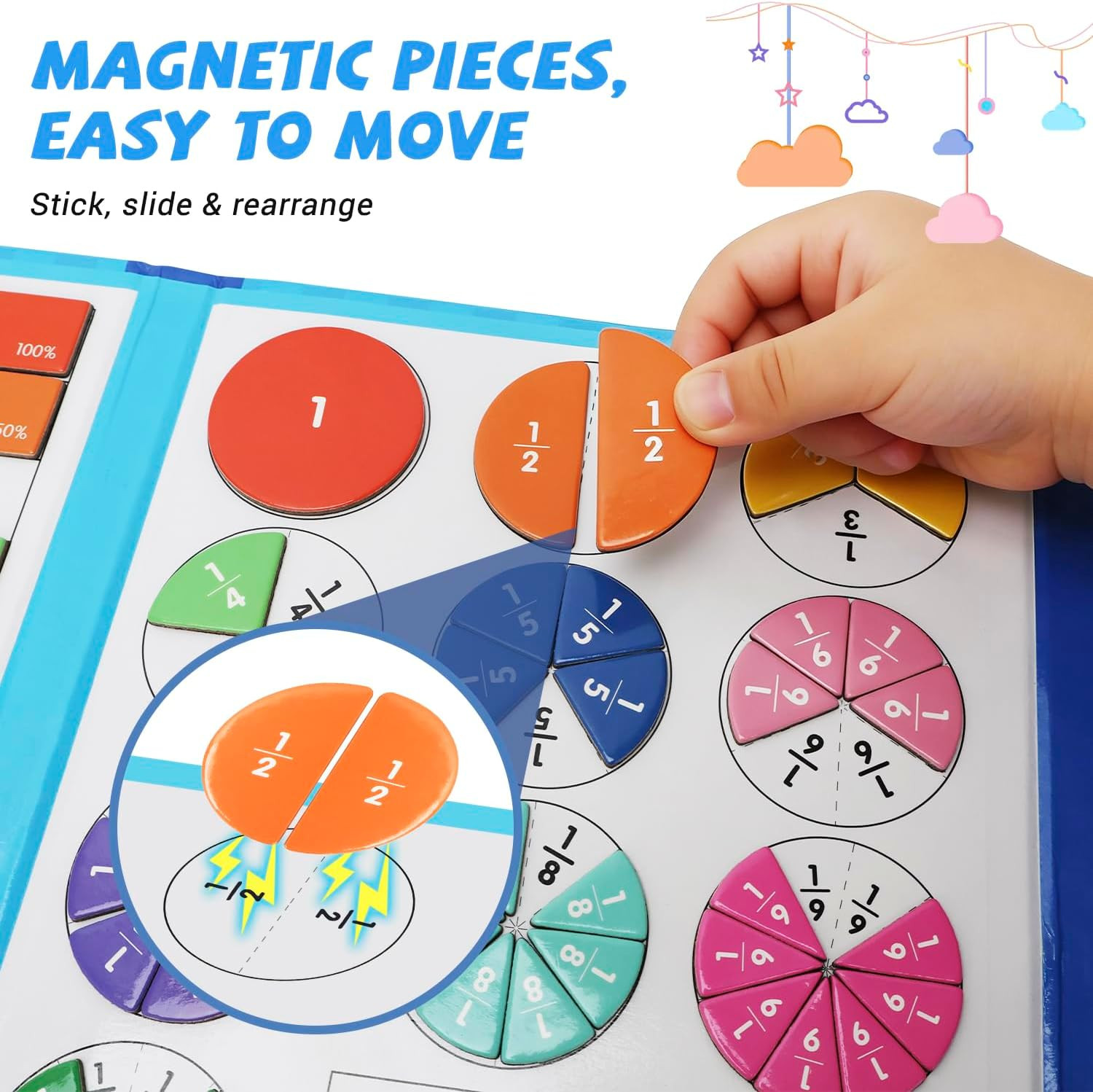 Magnetic Fraction Demonstration Book, Magnetic Fraction Educational Puzzle with