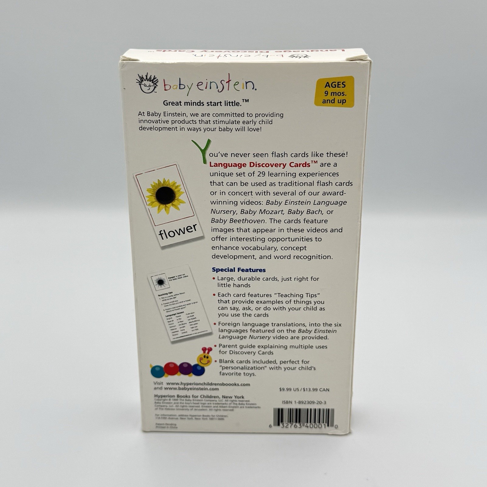 Baby Einstein Language Discovery Cards Educational Words Babies 1999 COMPLETE!