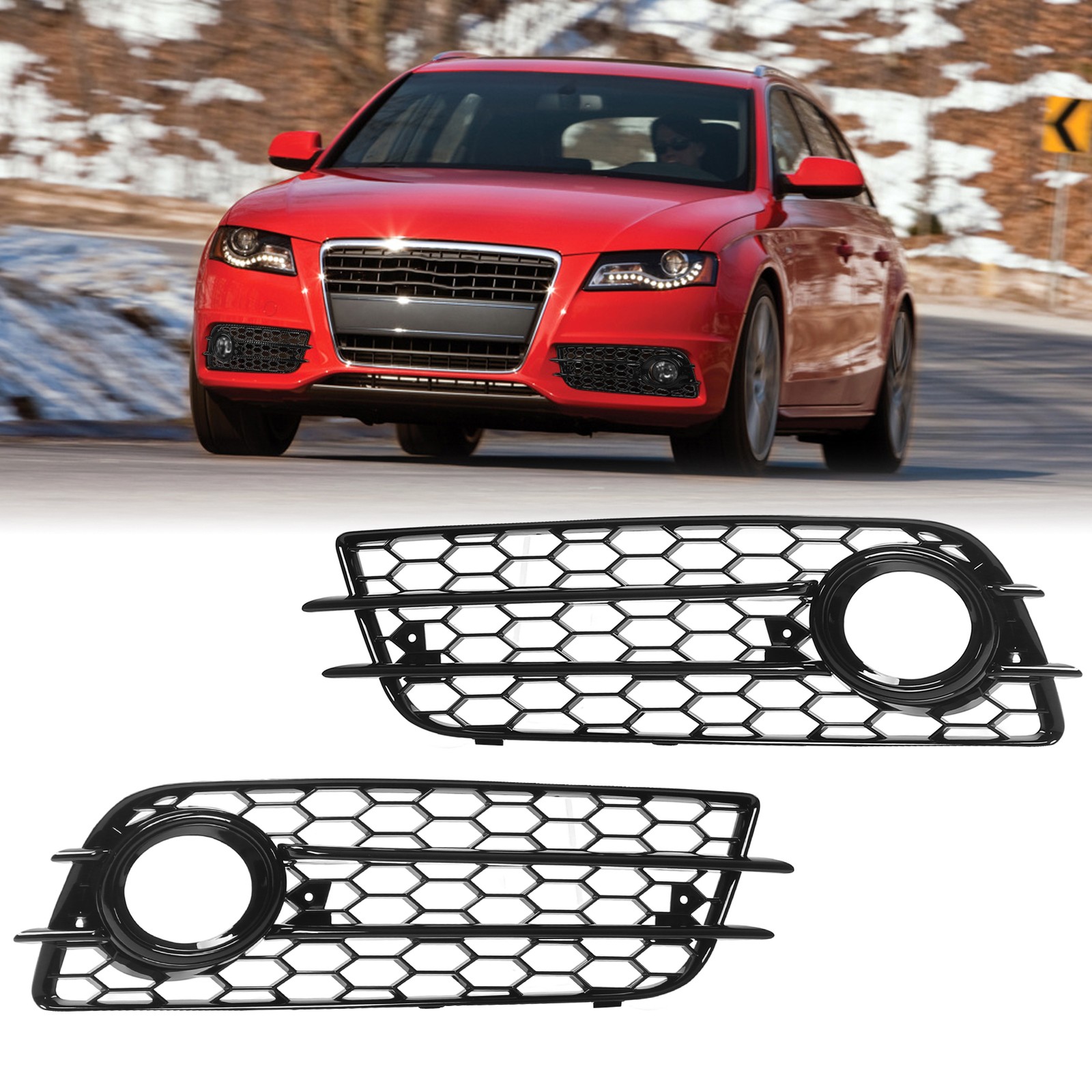 2 Pcs Bumper Fog Light Grille For B8 S4 Models 2008‑2012 OXQC