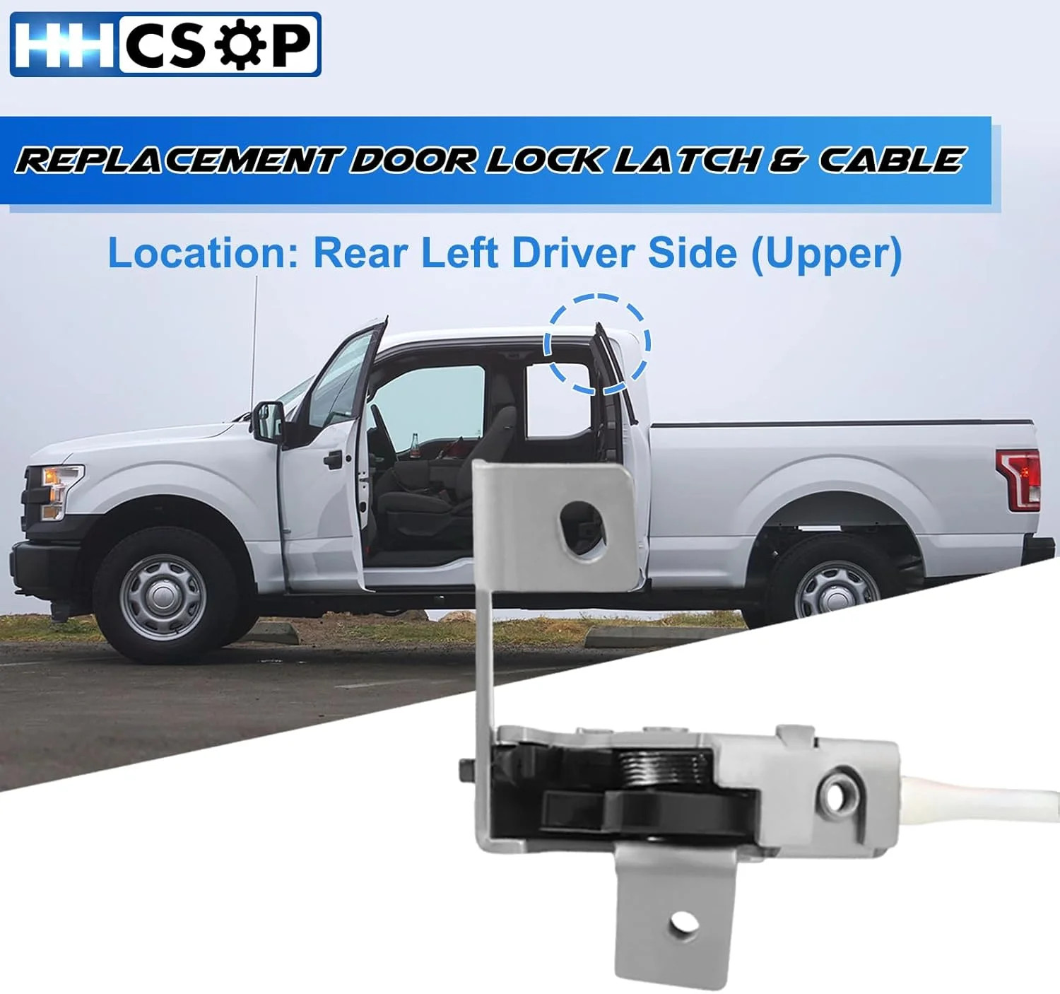 Rear Left Driver Side Upper Door Lock Latch & Cable Assembly Replacement for For