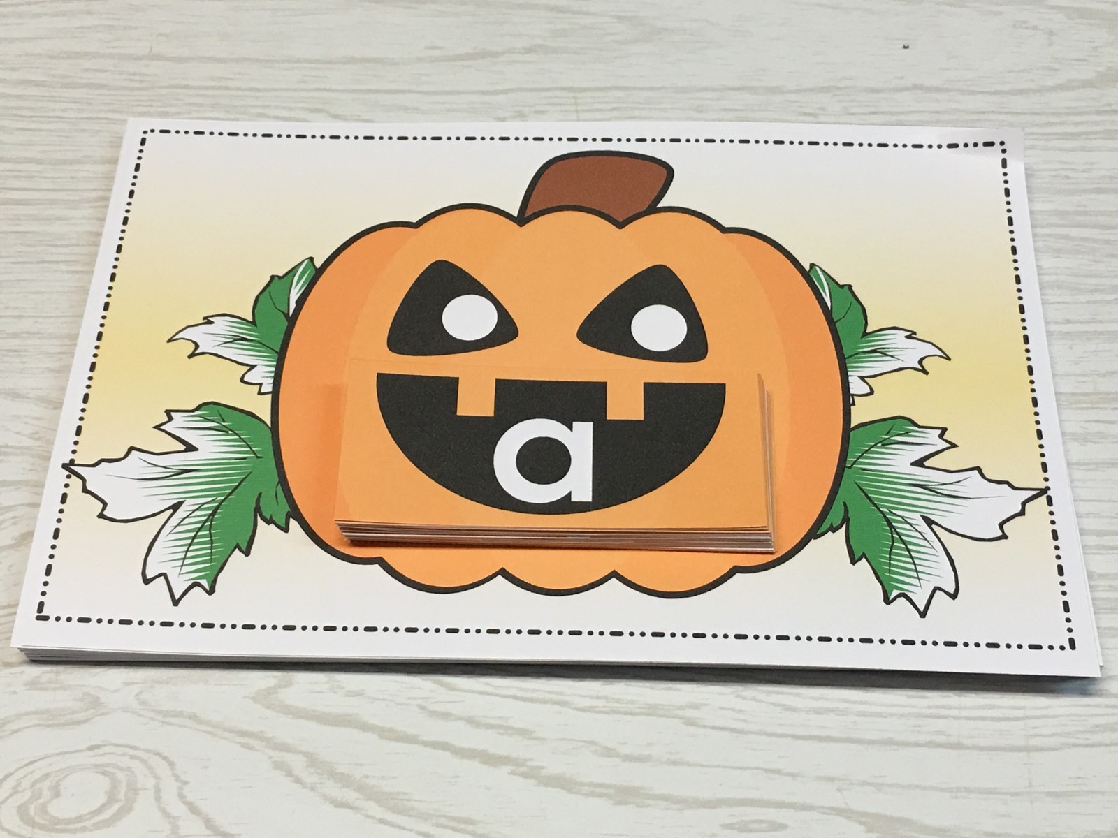 Jack O Lantern – Uppercase Lower case Match Pumpkins – Laminated Activity Set