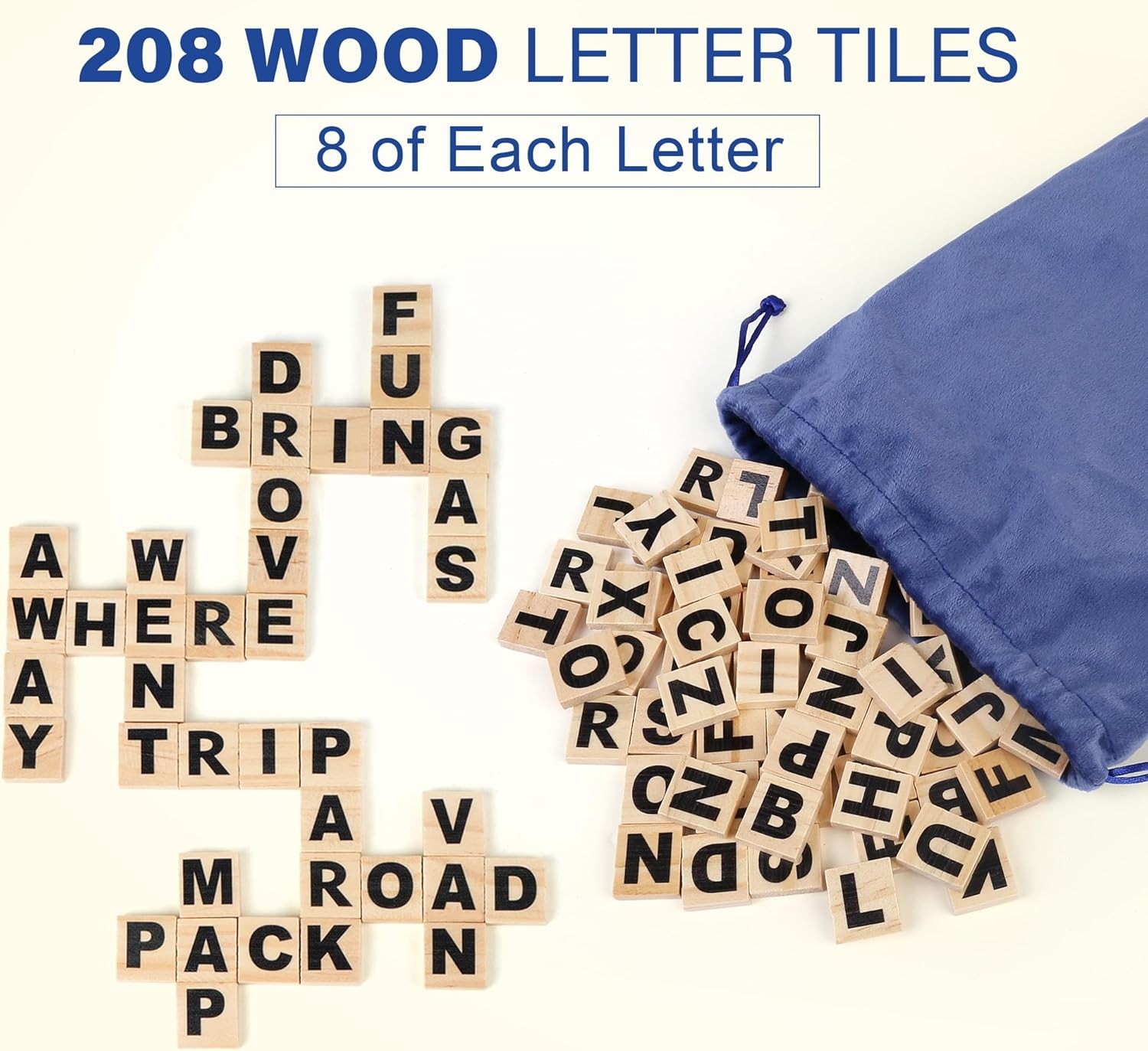 Spelling Games 224 Flashcards 208 Wood Letter Tiles 1-4 Players Learning for