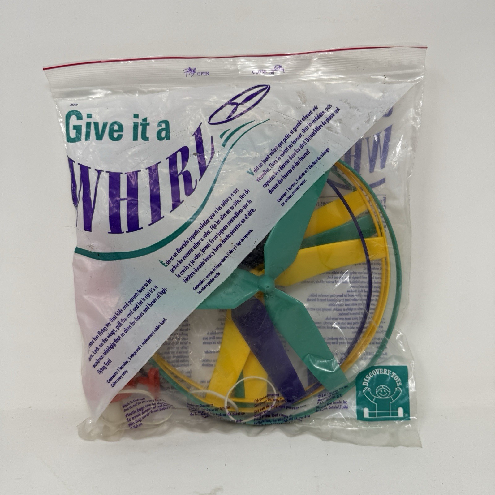 Vintage Discovery Toys Give It A Whirl 1992 Flying Disc Toy Propeller ~SEALED