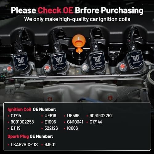 BDFHYK Ignition Coil Pack UF596 and Iridium Spark Plugs 93501 Compatible with…