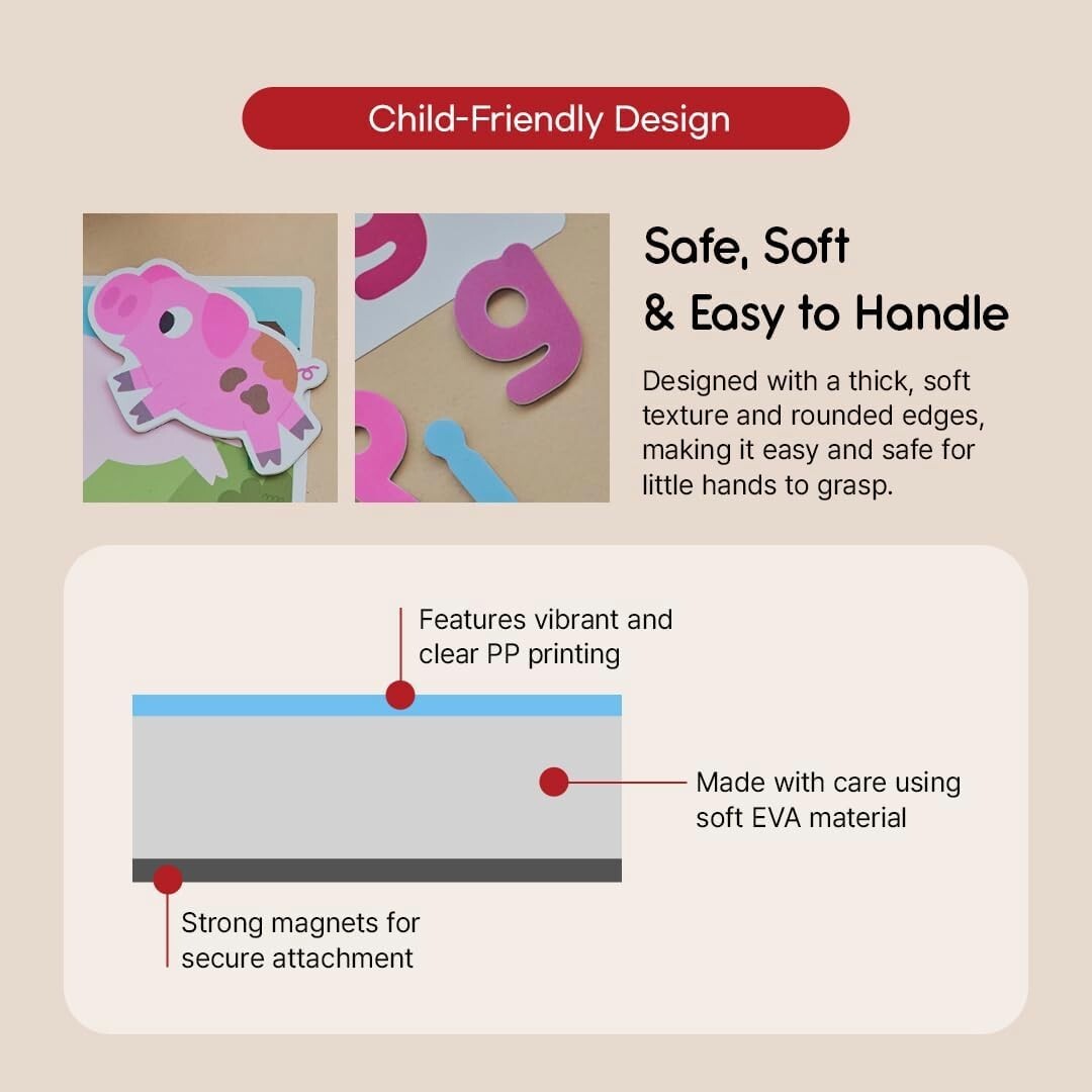 Magnetic Alphabet & Learning Cards for Toddlers,Soft Foam, Fun & Educational