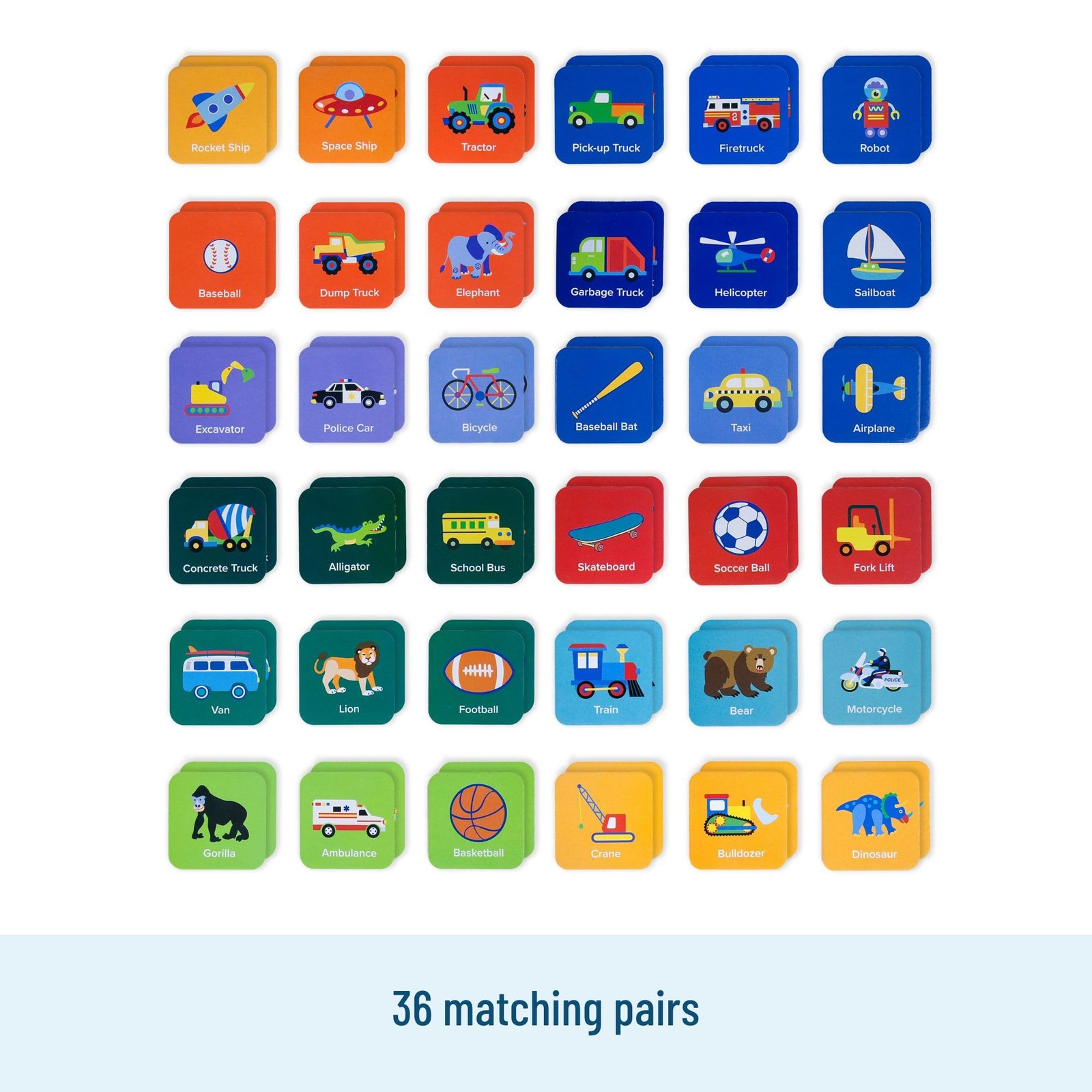 Wildkin Memory Matching Game 36 Educational Toddler Preschool Learning Cards